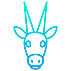 Outline gradient Gemsbok face icon