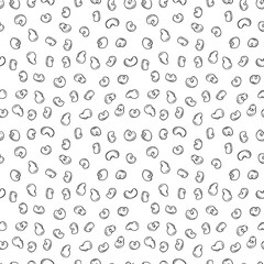 Seamless pattern with black contour quinoa seeds, grains, vegan protein food hand drawn vector outline illustration