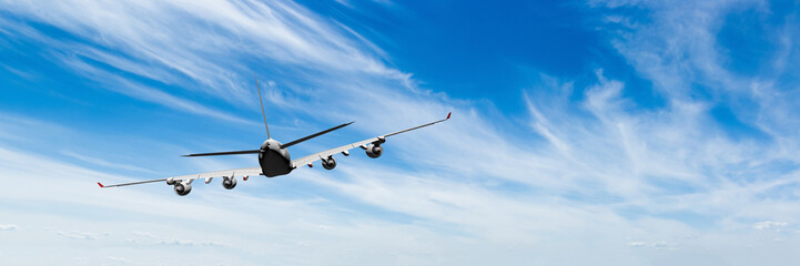 Passenger airliner in the blue sky