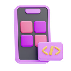 Mobile App Development 3D Illustration