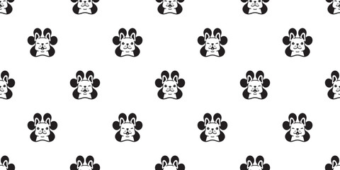 french bulldog seamless pattern dog paw footprint cat kitten vector puppy pet cartoon doodle gift wrapping paper tile background repeat wallpaper illustration design isolated