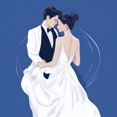 bride and groom wedding, cartoon , vector
