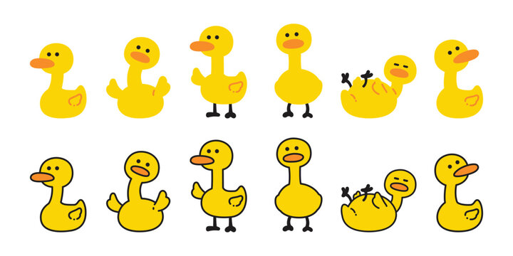 duck vector icon cartoon yellow rubber duck logo shower bathroom bird chicken character symbol doodle isolated illustration design