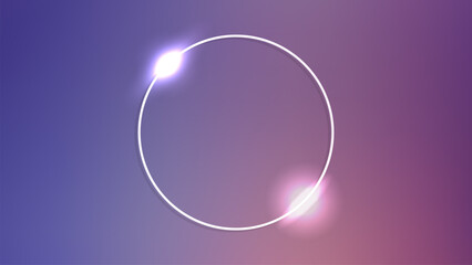 Neon circle frame with shining effects