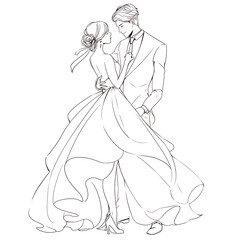 bride and groom wedding, cartoon , vector