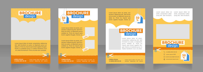 Fototapeta premium Grocery store promo with coupon clipping blank brochure design. Template set with copy space for text. Premade corporate reports collection. Editable 4 paper pages. Ubuntu Bold, Regular fonts used