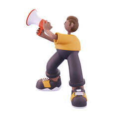 man standing carrying toa promoting discount pose from left