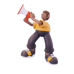 man standing carrying toa promoting discount pose from right