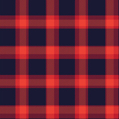 Plaid seamless pattern in red. Check fabric texture. Vector textile print.