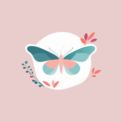 watercolor butterfly with flowers