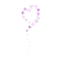 Pink heart from small hearts. Transparent illustration.