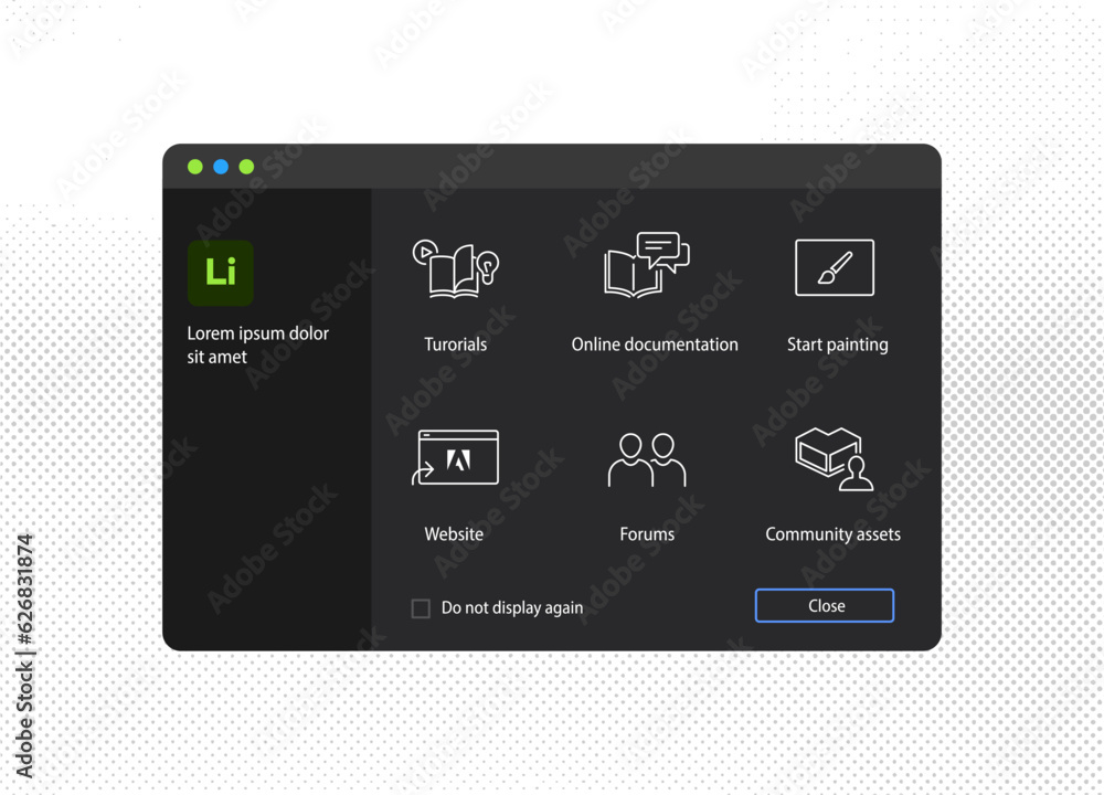Poster start working in toolset for 3d editors. home screen 3d editor. new project. vector illustration.