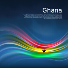 Ghana flag background. Abstract ghana flag in the blue sky. National holiday card design. Business brochure design. State banner, ghana poster, patriotic cover, flyer. Vector illustration - obrazy, fototapety, plakaty