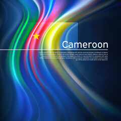 Cameroon flag background. Abstract cameroon flag in the blue sky. National holiday card design. Business brochure design. State banner, poster, patriotic cover, flyer. Vector illustration