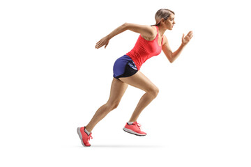 Full length profile shot of a woman jogging