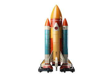 Colorful rocket isolated on transparent background. Generative Ai