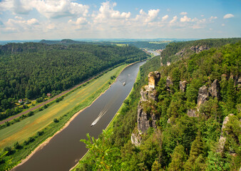 Fototapeta premium Saxon Switzerland, Bastei. View from the Elbe