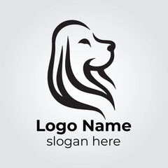 Golden Retriever Logo Design Vector Template Black And White Illustrator Abstract Shape