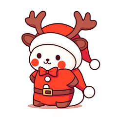 Simple flat christmas mascot reindeer. Generative ai design.
