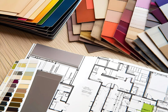 Interior design materials and color samples. Generative ai design.