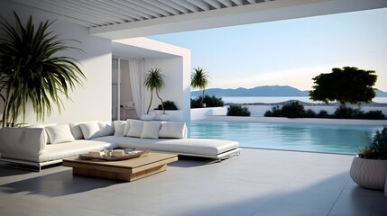 Fototapeta premium exterior design of luxury pool villa architecture
