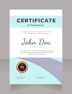 Internship certificate design template. Vector diploma with customized copyspace and borders. Printable document for awards and recognition. Kanit, Cabin, Dancing Script Bold, Regular fonts used
