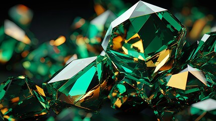 Generative AI Creates Close Up of Precious Gold and Green Glass Pieces with Luxury Background. Generative AI