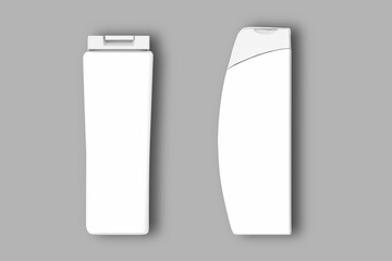 Blank white shampoo bottle mockup isolated on a background. Realistic plastic hair care bottle mockup. Shampoo, hair conditioner, balsam template bottle design.3d rendering.