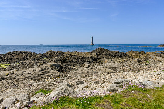 Auderville, Goury, K&uuml;ste, Felsen, Leuchtturm, Cap de la Hague, Normandie, Meer, K&uuml;stenwanderung, Wanderweg,  Sommer, Fr&uuml;hling, Frankreich