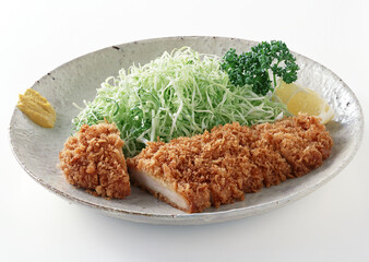 Tonkatsu on White background with clipping path. Popular Japanese foods.