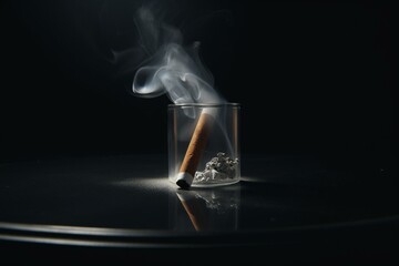 Anti-smoking campaign featuring no smoking sign and cigarette in midst of smoke. Generative AI