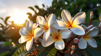 plumeria blossom flowers hawaiian plant tropical rubra picture Ai generated art