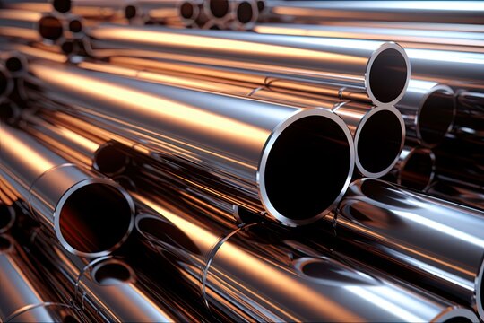 Many Shades of Steel: 3D Rendered Metal Pipes in Various Profiles and Economical Tubes. Generative AI