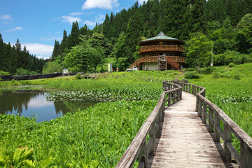 Fototapeta premium 青空のたきがしら湿原