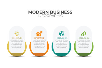 Modern Vector Infographic presentation template with 4 steps for business process. Can be used for workflow layout, info graph , diagram, business options, banner. 