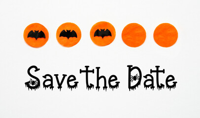 Halloween Background With Bats And Text Save The Date