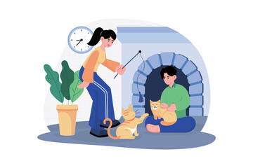 People Spending Time With Pet