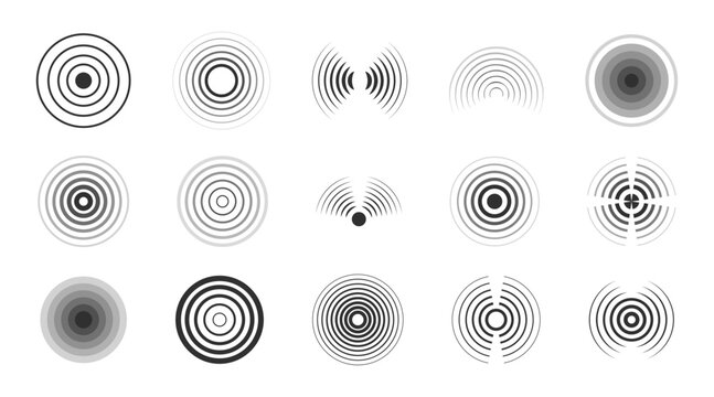 Circle signal sound wave collection. Set of noise wave icons