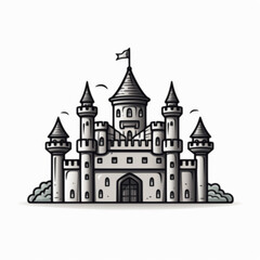 Obraz premium castle icon line art