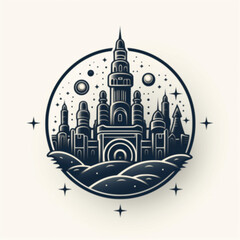 Obraz premium castle icon line art