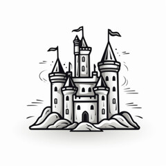 Obraz premium castle icon line art