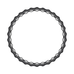Vector black circle frame made of a bike chain. White background.