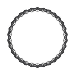 Vector black circle frame made of a bike chain. White background.