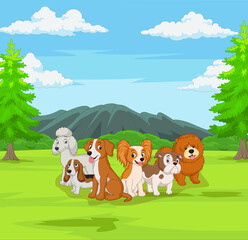 Obraz na płótnie Canvas Cartoon Pack of Cute Dogs