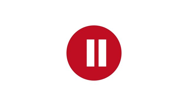 Animated play and pause stop button icon circle motion graphics