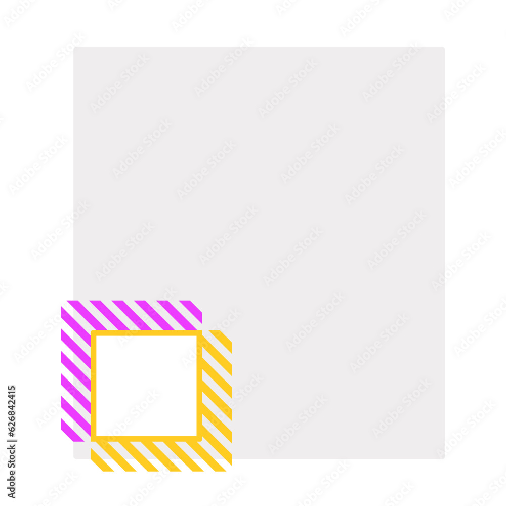 Poster grey blank rectangle with striped colourful inset brochure element design. vector illustration with 
