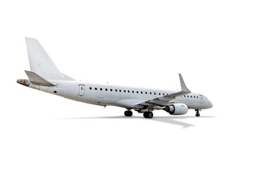 White modern passenger aircraft isolated