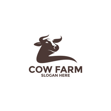 cow head logo vector, cow logo design template