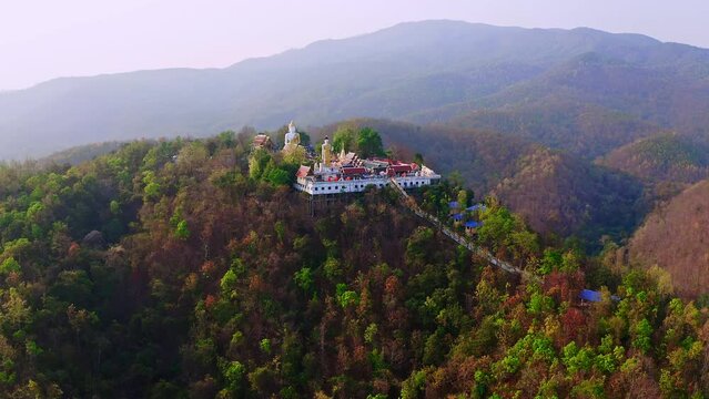 Doi Suthep mountain in Thailand with Wat Phra That Doi Kham temple.