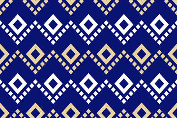 Indigo navy blue geometric traditional ethnic pattern Ikat seamless pattern border abstract design for fabric print cloth dress carpet curtains and sarong Aztec African Indian Indonesian 
